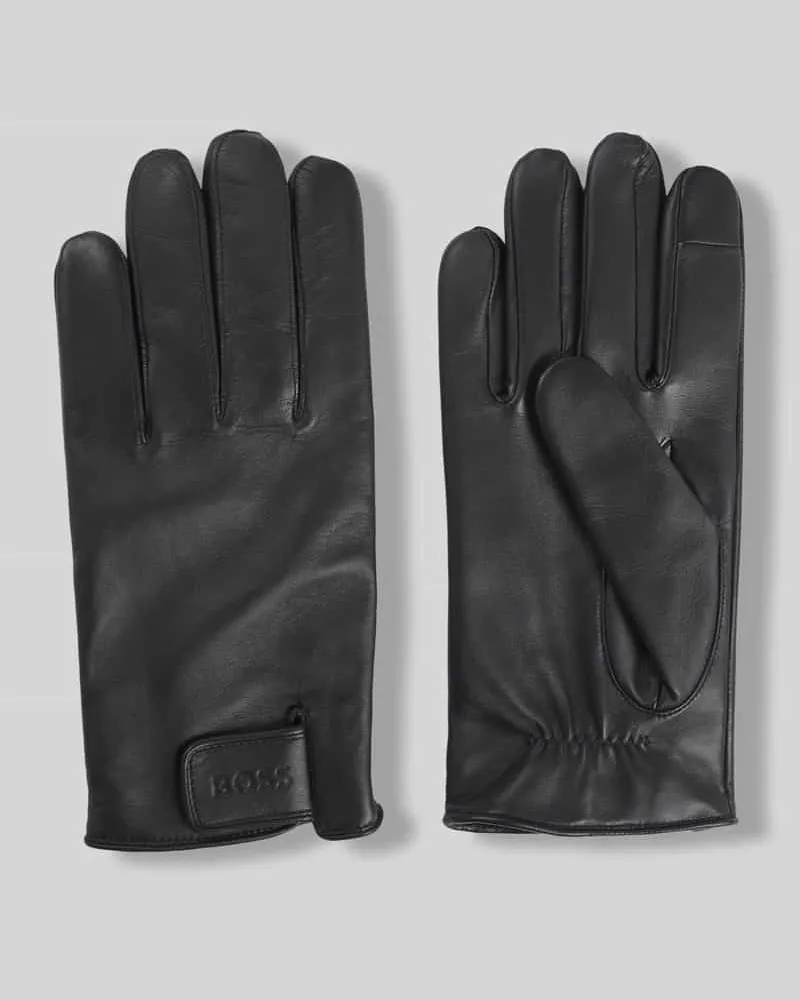 HUGO BOSS Handschuhe aus echtem Lammleder Modell 'HELKOP1 Black