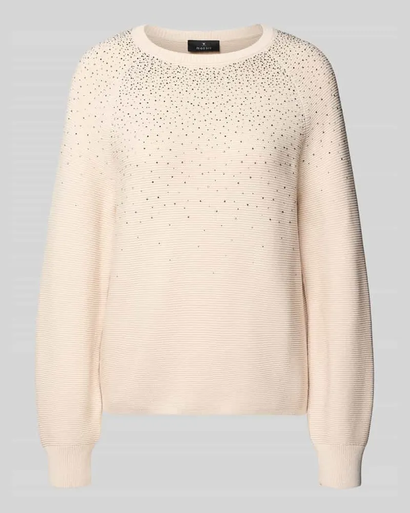 monari Strickpullover mit Schmucksteinen Ecru
