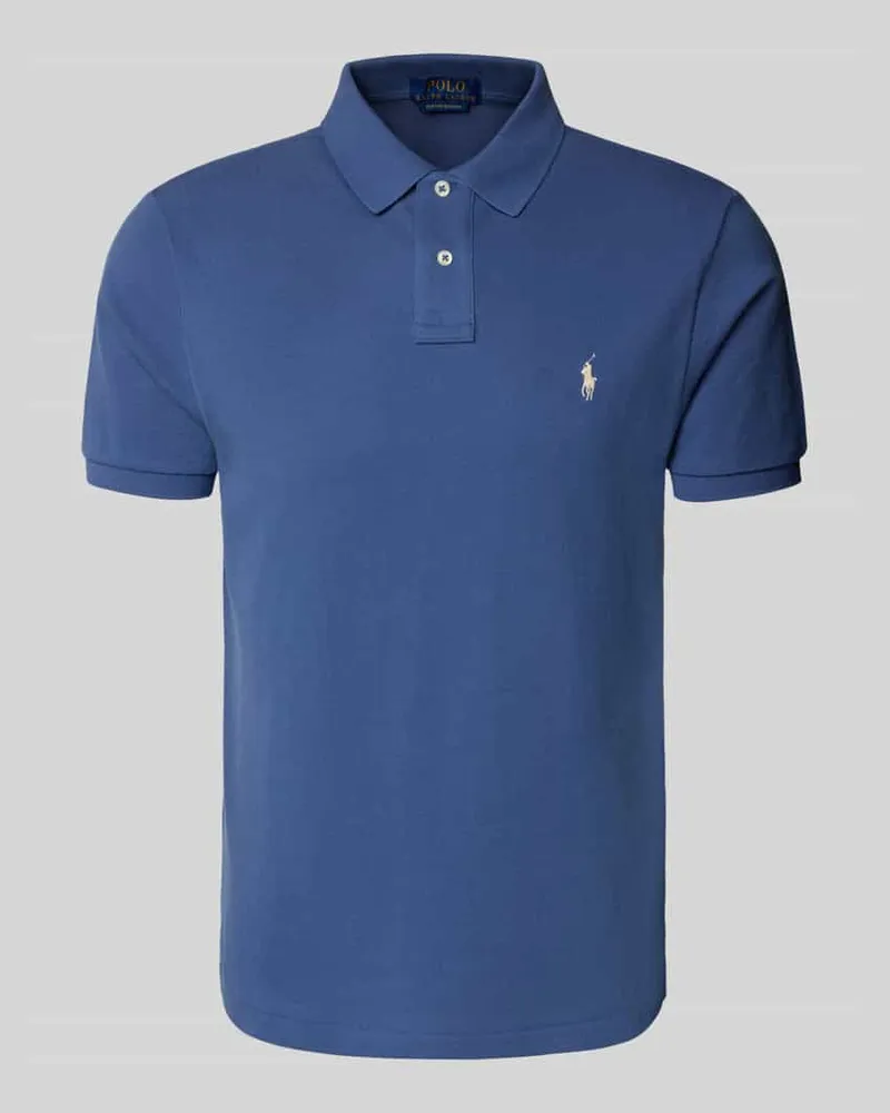 Ralph Lauren Custom Slim Fit Poloshirt mit Label-Stitching Hellblau