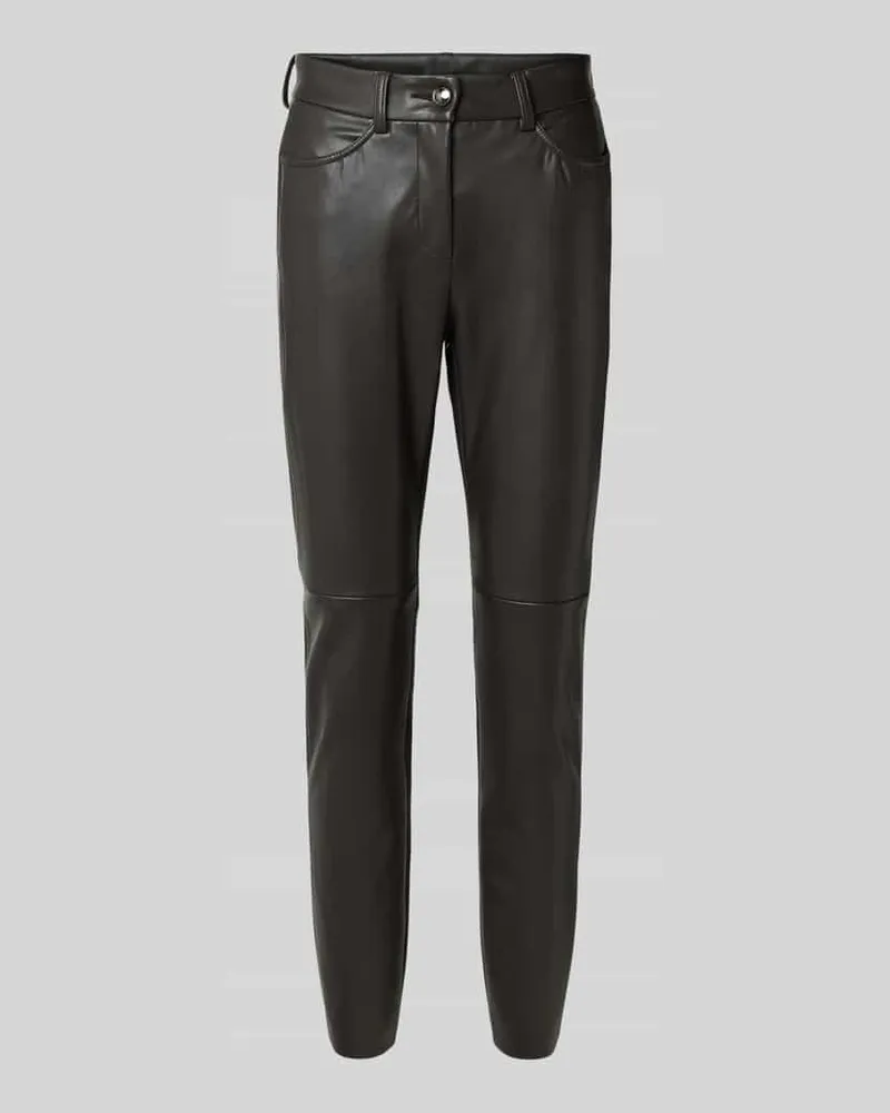 MAC Jeans Slim Fit Stoffhose in Leder-Optik Modell 'Vegan Dunkelbraun