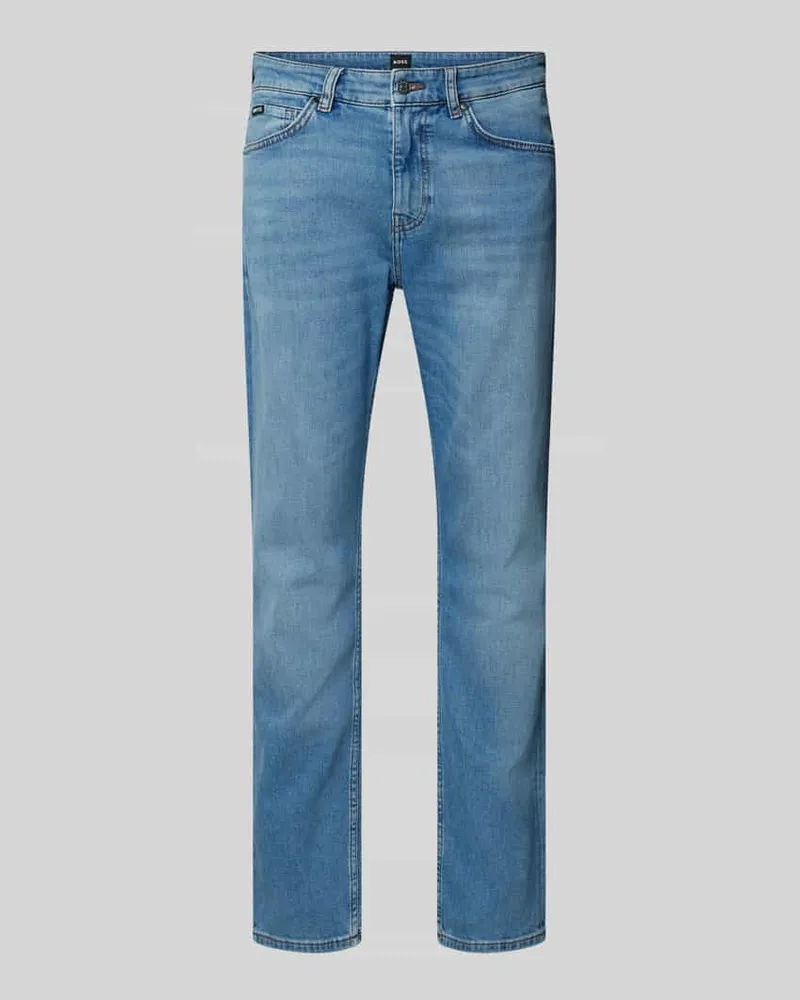 HUGO BOSS Slim Fit Jeans mit Label-Patch Modell 'Delaware Hellblau