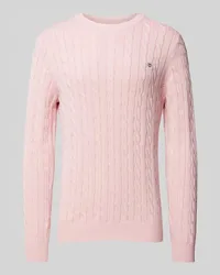 Gant Strickpullover mit Zopfmuster Rosa