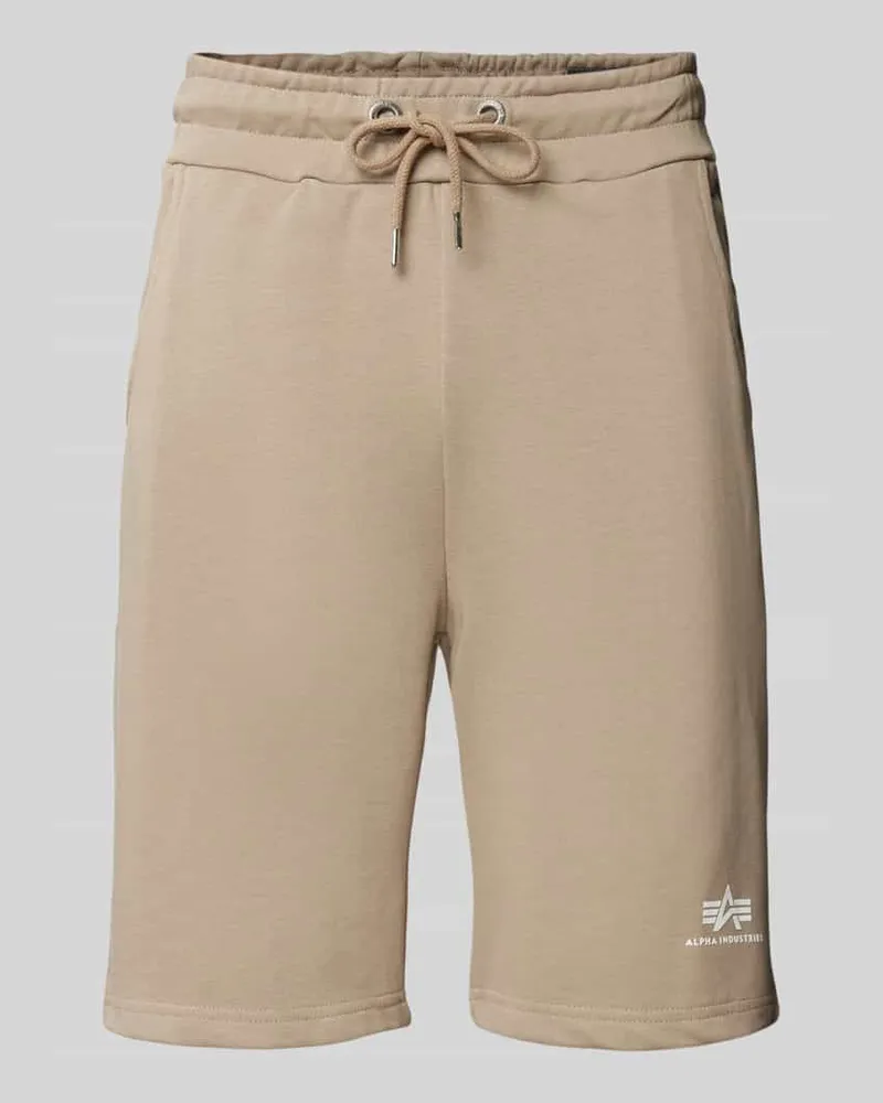 Alpha Industries Regular Fit Sweatshorts mit Label-Print Beige