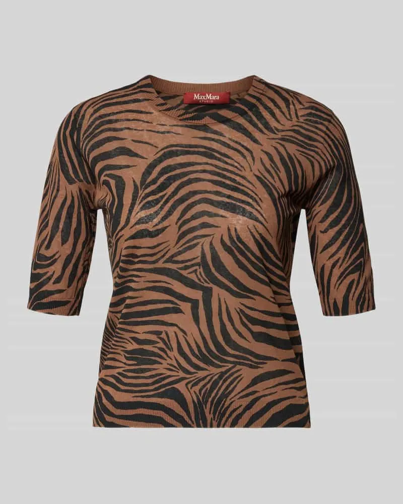 Max Mara Regular Fit Strick-Shirt aus Baumwoll-Mix Modell 'AGO Mittelbraun