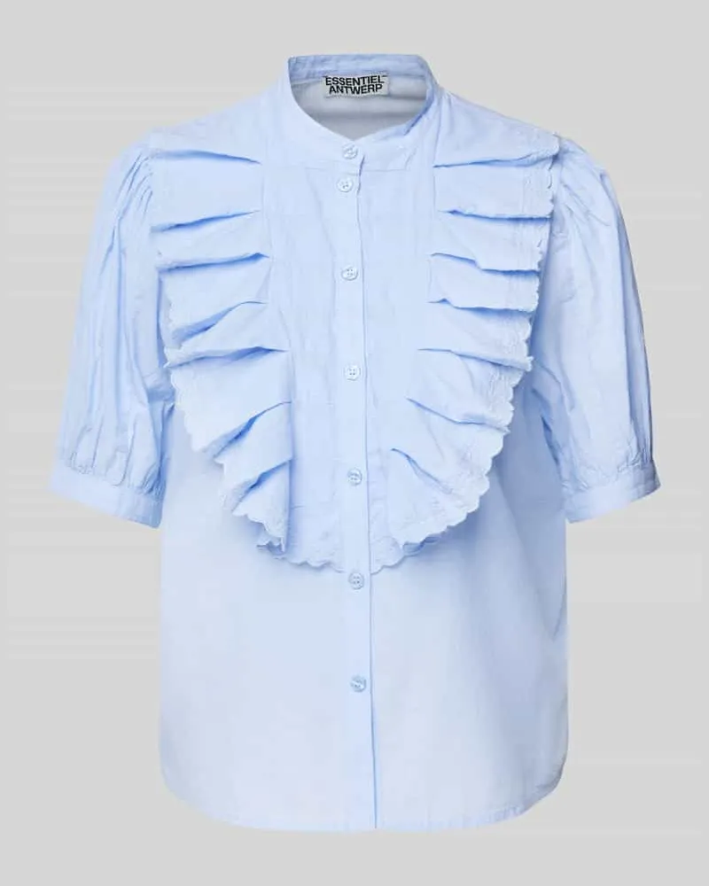 Essentiel Regular Fit Bluse mit Stehkragen Modell 'Hamadeus Hellblau