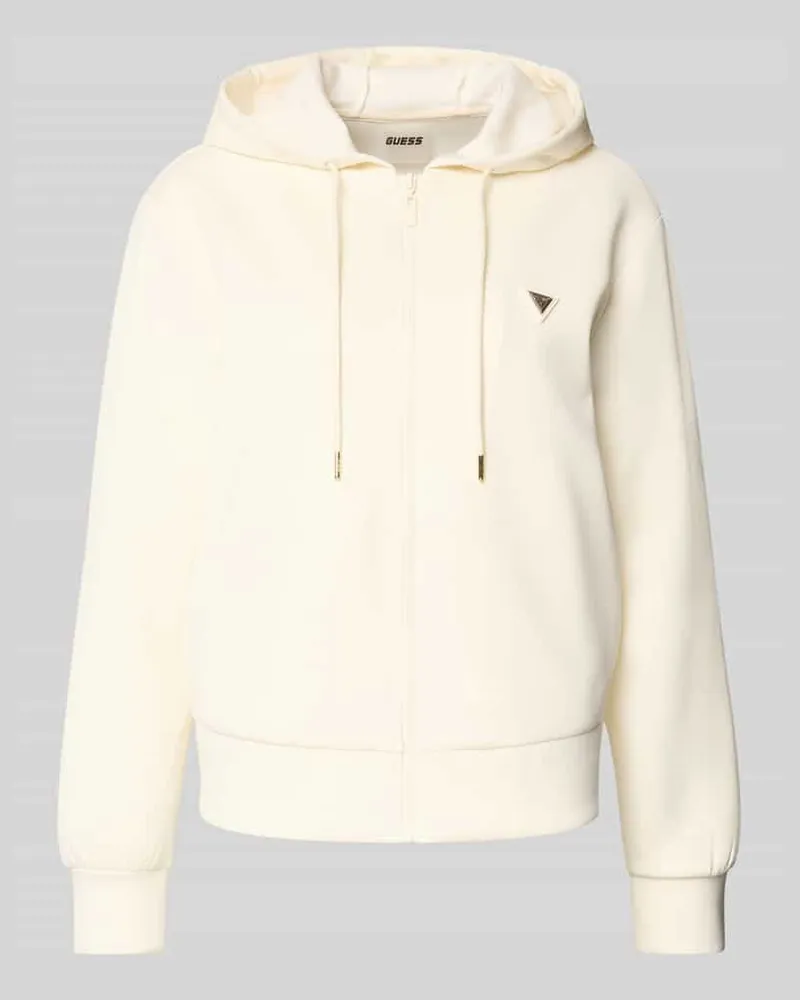 Guess Sweatjacke mit Label-Applikation Offwhite