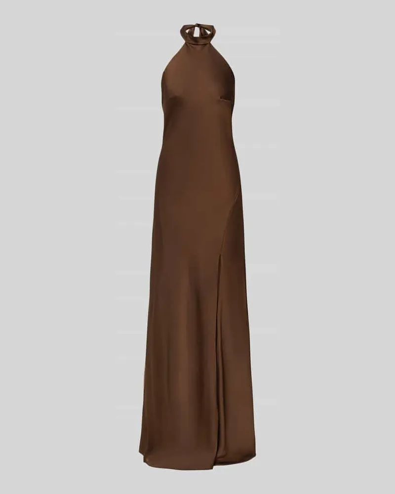 Mascara Abendkleid mit Neckholder zum Binden Dunkelbraun