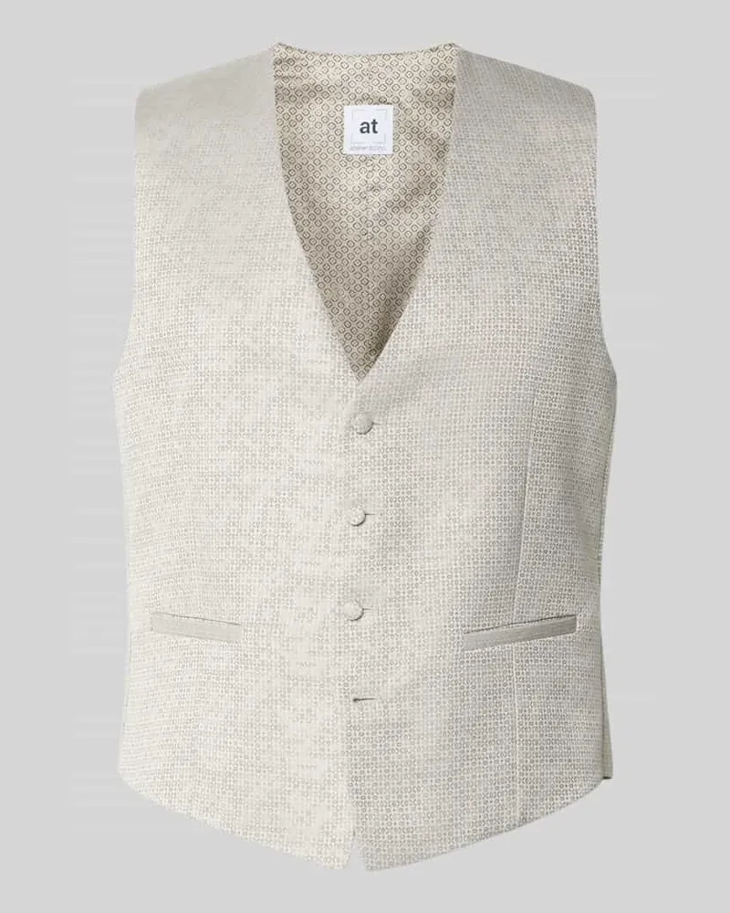 Atelier Torino Weste mit V-Ausschnitt und Paspeltaschen Beige