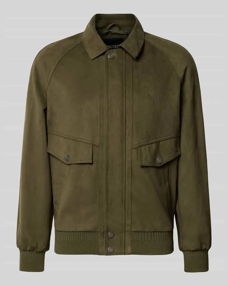 Guess Jacke in Wildleder-Optik Modell 'AVIATOR Dunkelgruen