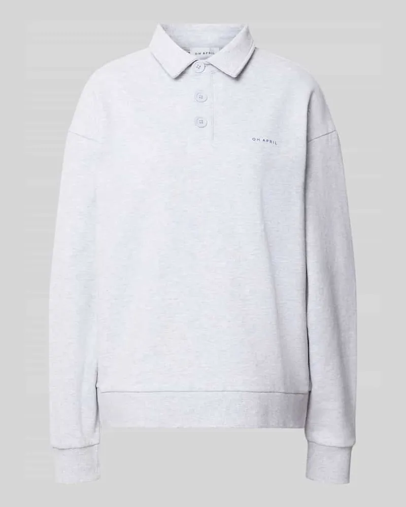OH APRIL Oversized Sweatshirt mit Polokragen und Label-Print Mittelgrau