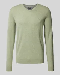 Fynch-Hatton Strickpullover mit V-Ausschnitt Khaki