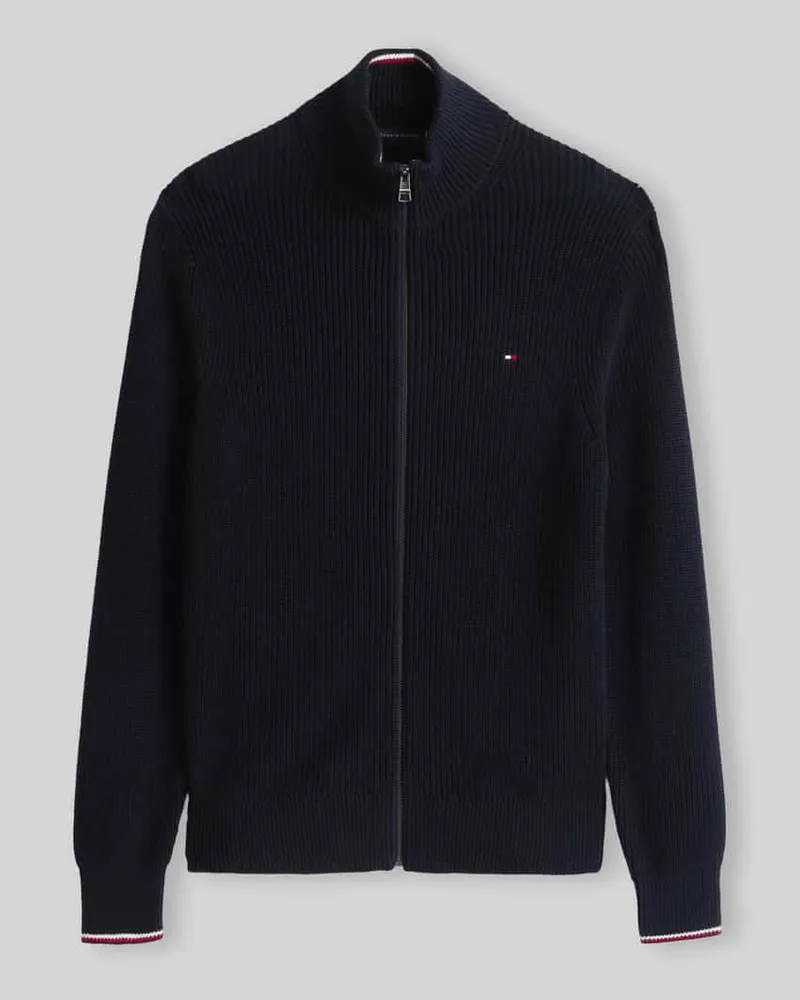 Tommy Hilfiger Regular Fit Strickjacke aus reiner Baumwolle Marine