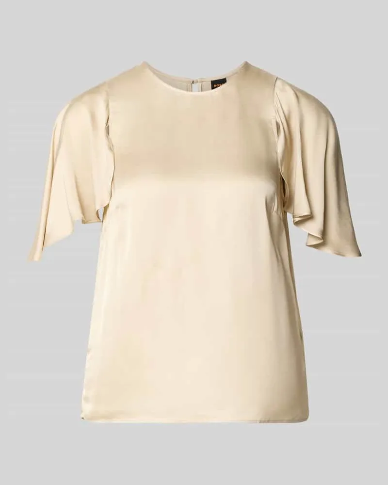 HUGO BOSS Regular Fit Satinbluse mit Cut-Outs Modell 'C_ILIZIA Sand