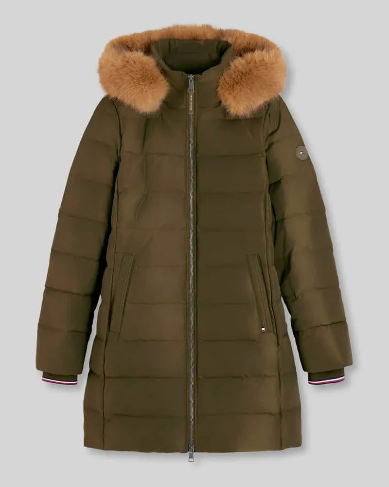 Tommy Hilfiger Steppmantel mit Teddyfell-Kapuze Modell 'TYRA Khaki