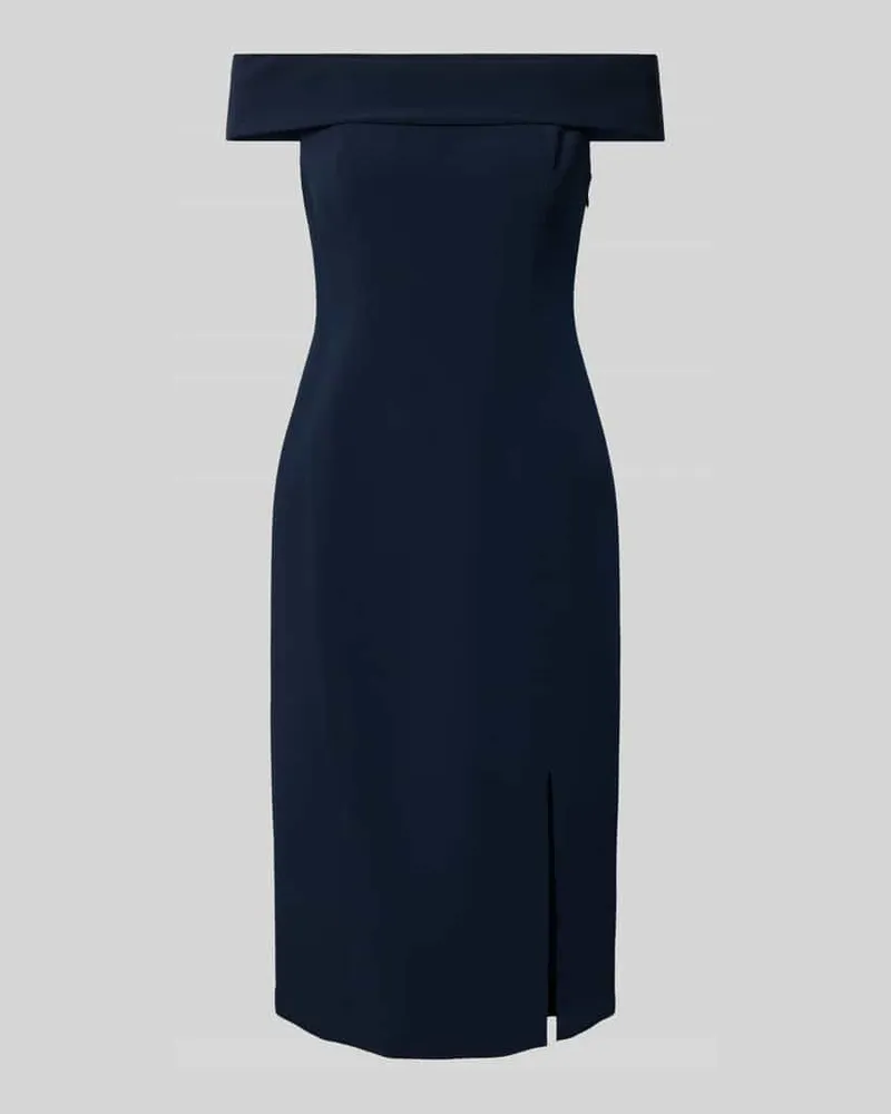 Ralph Lauren Eng anliegendes Cocktailkleid mit Carmen-Ausschnitt Modell 'WOVEN-BODYCON-DRESSES Dunkelblau