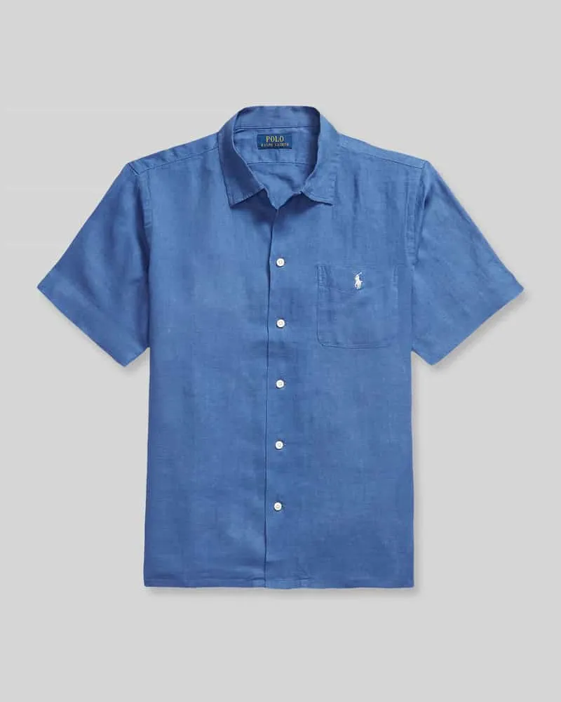 Ralph Lauren Regular Fit Freizeithemd aus reinem Leinen Rauchblau
