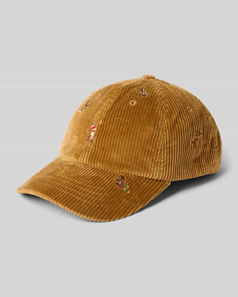 Ralph Lauren Cap aus Cord mit Stitchings Modell 'CORDUROY Beige