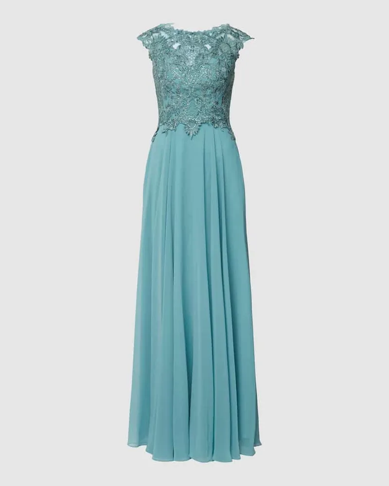 LUXUAR Abendkleid mit Zierbesatz und Cut Out Gruen