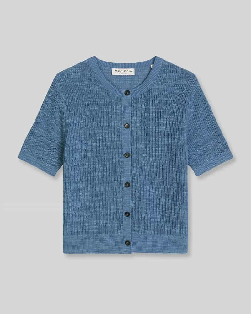 Marc O'Polo Loose Fit Strickjacke aus Baumwolle-Leinen-Mix Hellblau