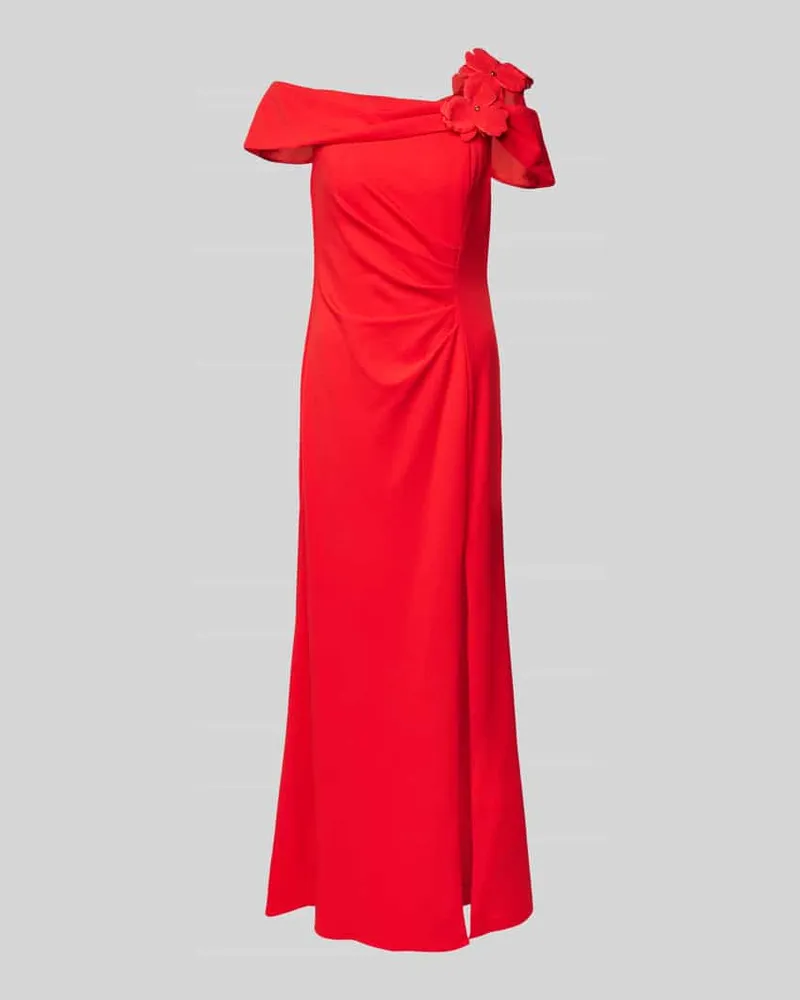 Adrianna Papell Abendkleid mit floralen Applikationen Rot