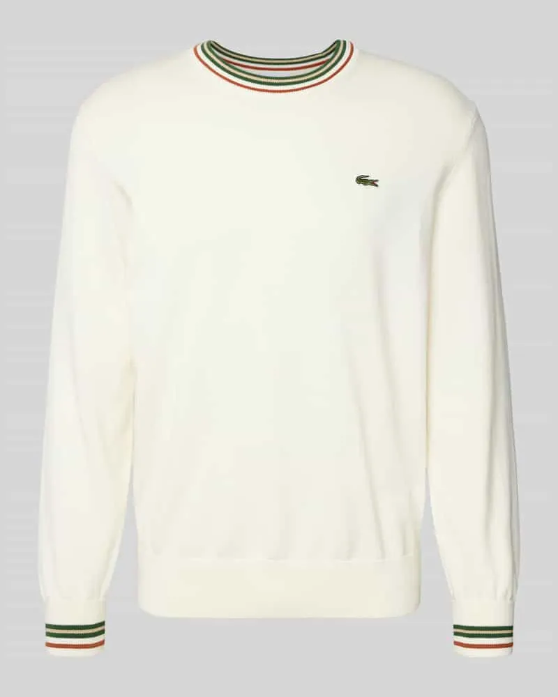 Lacoste Regular Fit Strickpullover aus reiner Baumwolle Offwhite
