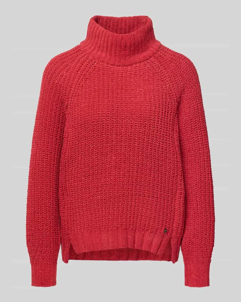 monari Strickpullover mit gerippten Abschlüssen Rot