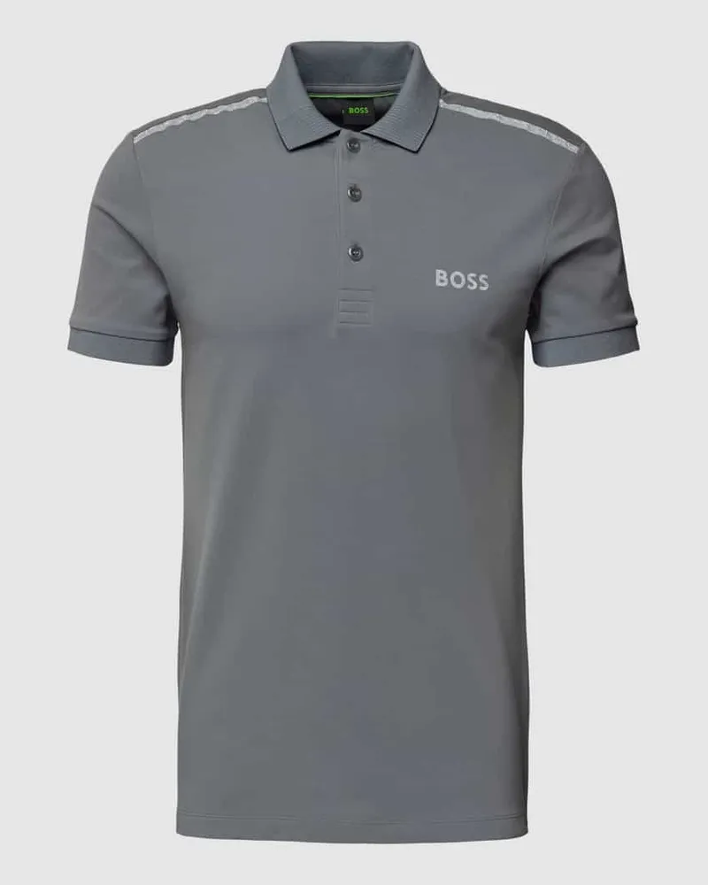 HUGO BOSS Poloshirt mit Label-Print Modell 'Paule Mirror Anthrazit