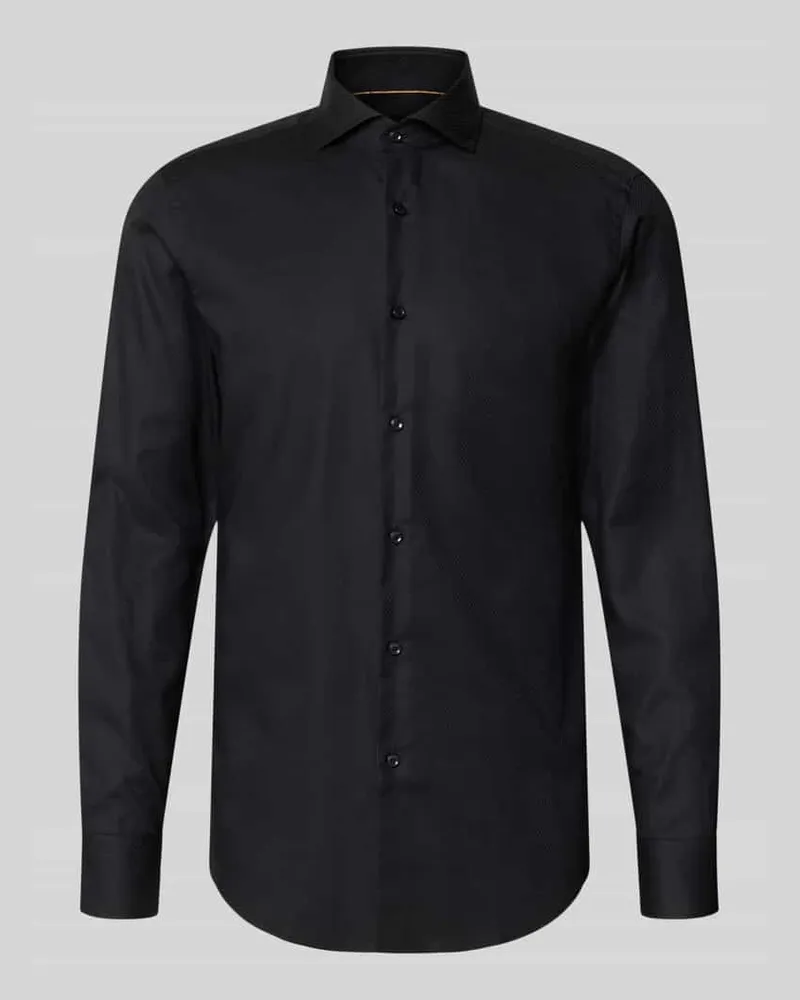 HUGO BOSS Slim Fit Businesshemd aus reiner Baumwolle Modell 'H-Hank-SP Black