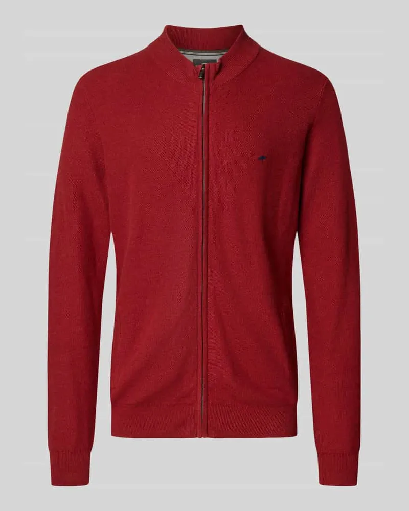Fynch-Hatton Strickjacke mit Logo-Stitching Dunkelrot