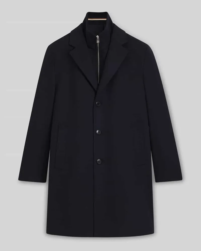 HUGO BOSS Regular Fit Mantel aus Woll-Mix Marine