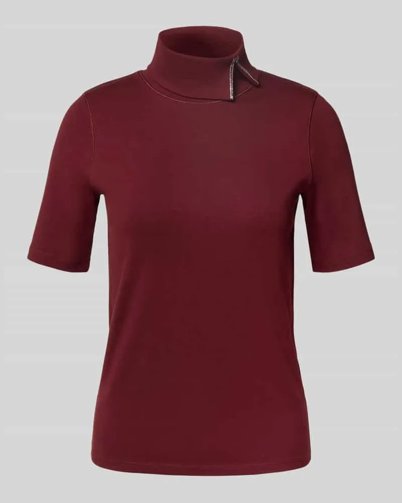 Marc Cain Eng anliegendes T-Shirt aus Baumwoll-Mix mit Rollkragen Bordeaux