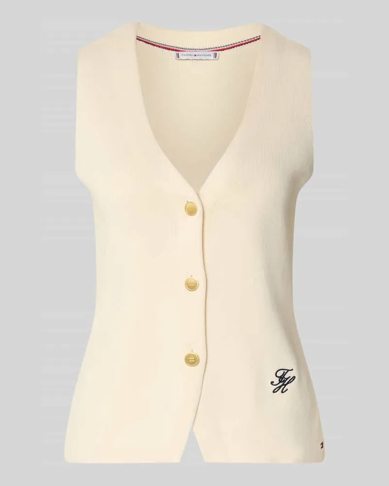 Tommy Hilfiger Slim Fit Weste aus reiner Baumwolle Weiss