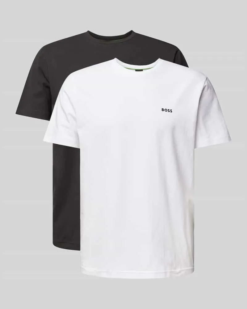 HUGO BOSS T-Shirt mit Label-Print im 2er-Pack Weiss