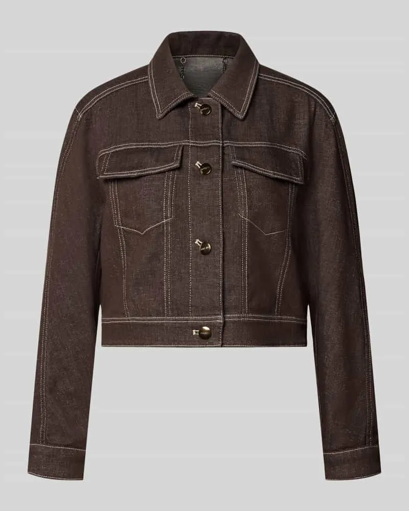 Marc Cain Jeansjacke mit Brusttaschen und Knopfleiste Dunkelbraun