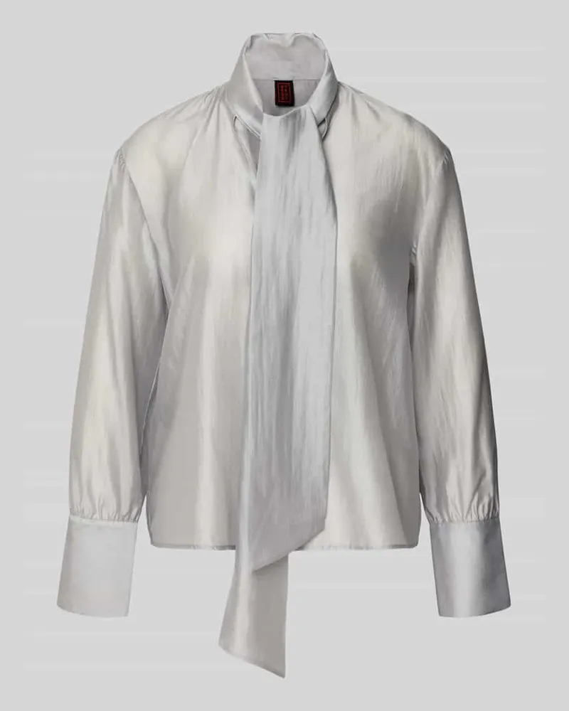 Stefanel Schluppenbluse aus Lyocell-Mix Modell 'BOW SHIRT Hellgrau