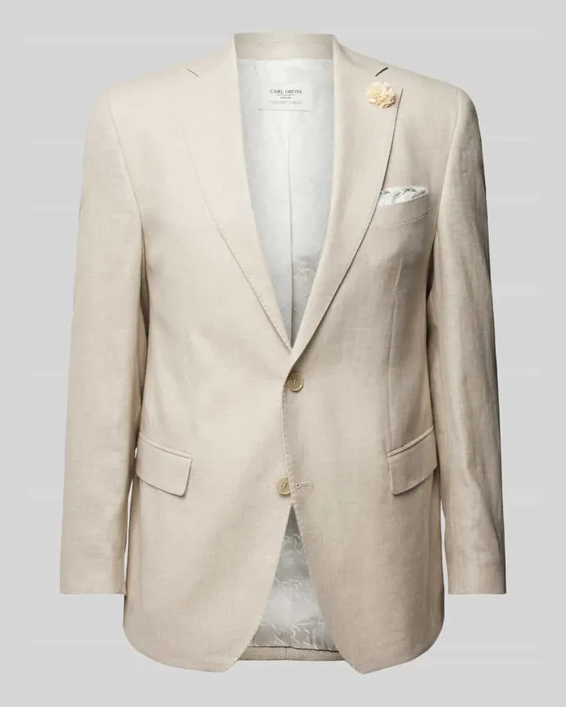 Carl Gross Leinensakko mit floraler Applikation Modell 'Tannon Beige