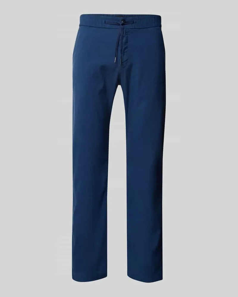 HUGO BOSS Regular Fit Leinenhose mit Tunnelzug Modell 'Sanderson Blau
