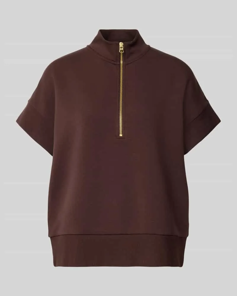 Varley Sweatshirt mit Troyer-Kragen Modell 'Ritchie Dunkelbraun