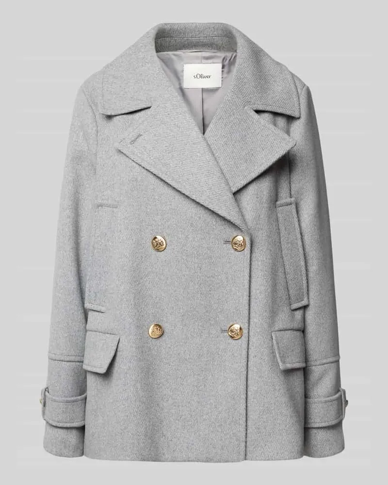 S.Oliver Regular Fit Wolljacke mit doppelreihige Knopfleiste Hellgrau