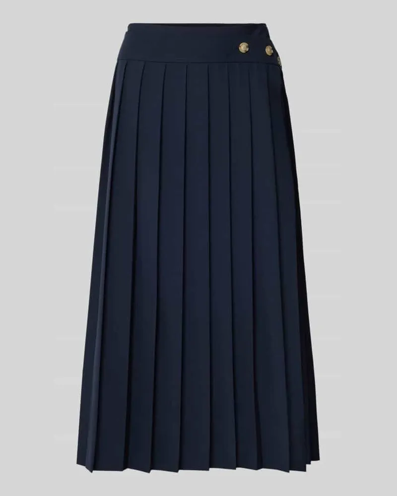 HUGO BOSS Ausgestellter Plissee-Rock aus Schurwoll-Mix Modell 'VENDRA Marine