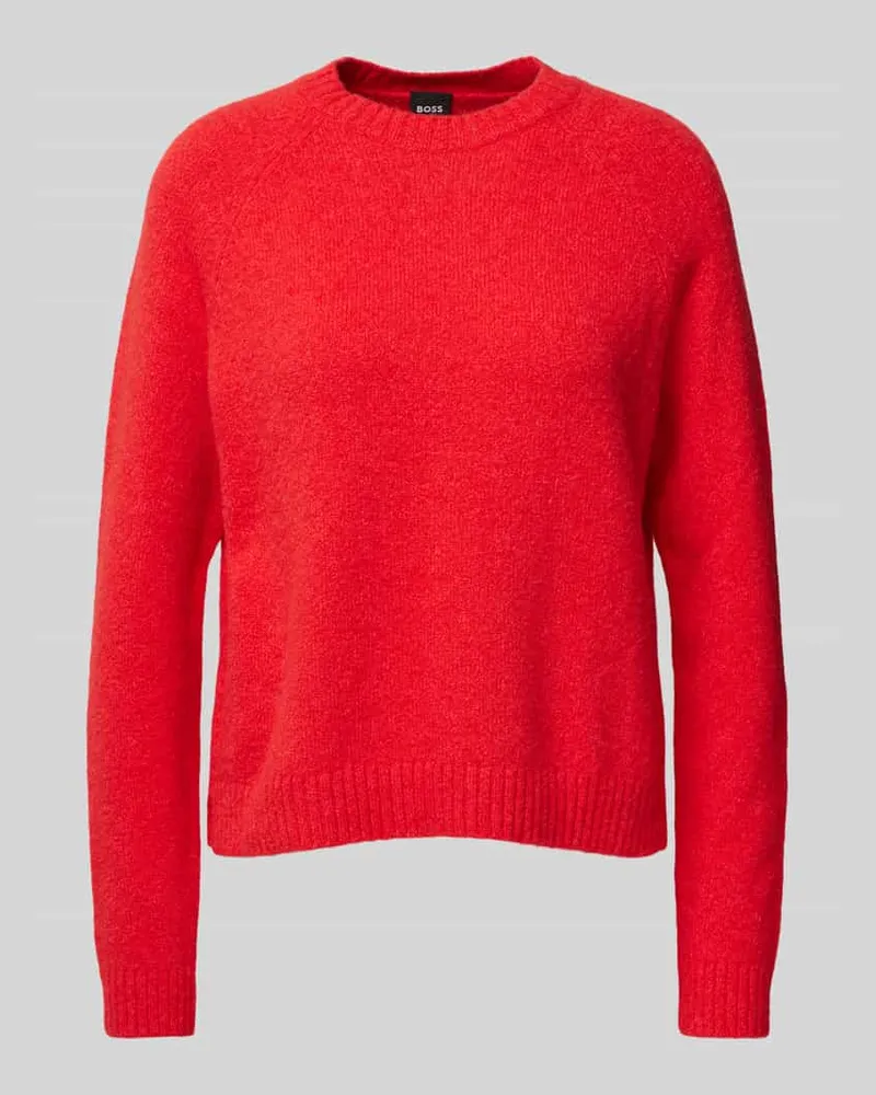 HUGO BOSS Strickpullover mit gerippten Abschlüssen Modell 'Febisan Rot