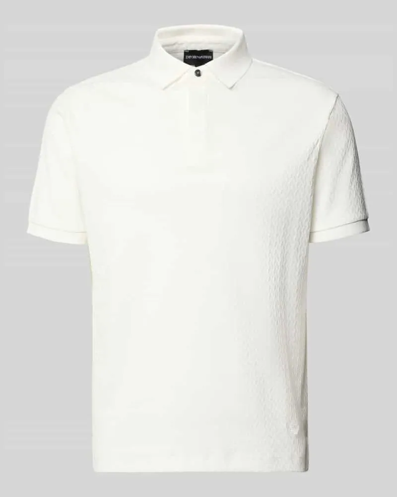 Emporio Armani Slim Fit Poloshirt mit Strukturmuster Offwhite