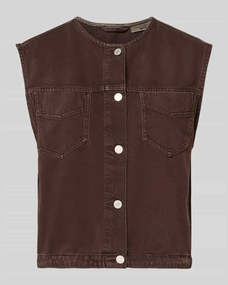Marc O'Polo Relaxed Fit Weste aus Baumwoll-Lyocell-Mix Dunkelbraun