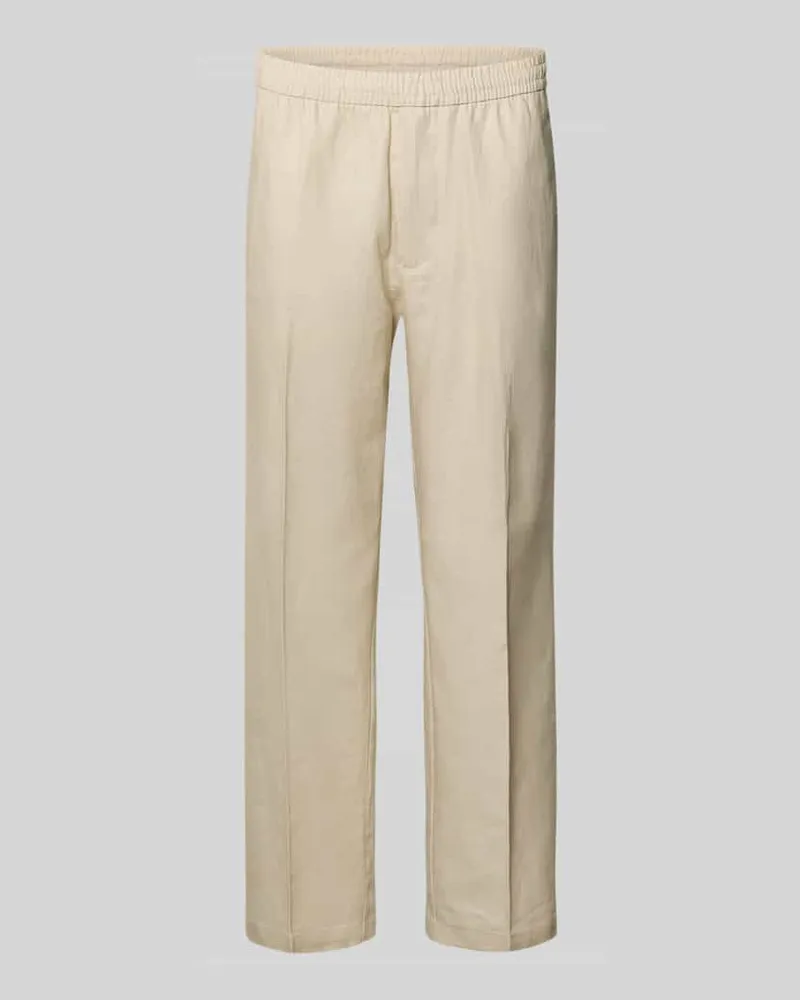Calvin Klein Regular Fit Leinenhose aus Leinen-Baumwoll-Mix Beige