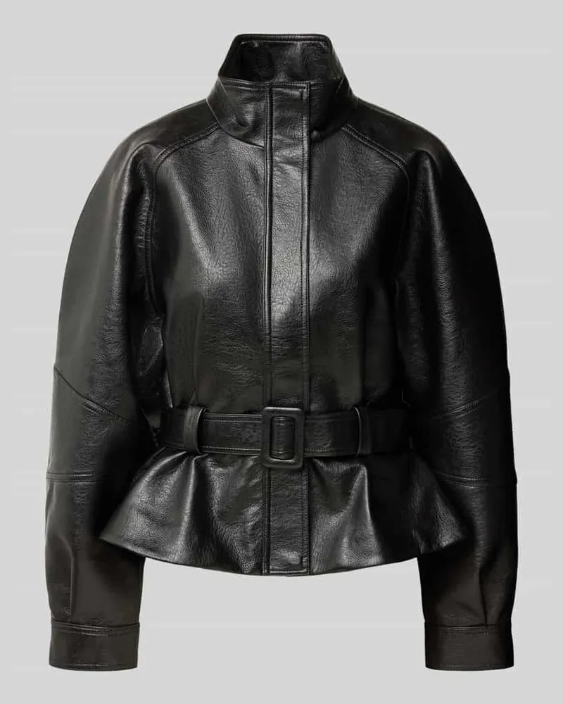 Neo Noir Jacke in Leder-Optik mit Gürtel Modell 'Jaclyn Black