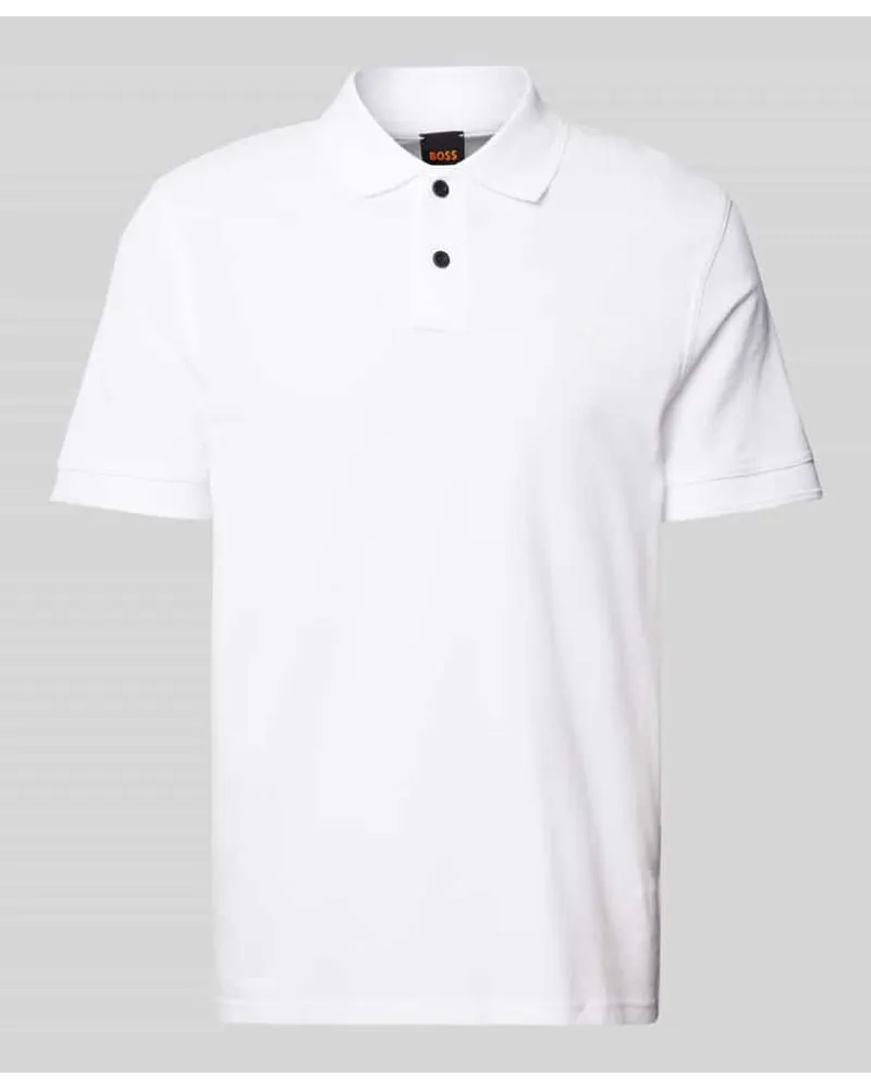 HUGO BOSS Slim Fit Poloshirt mit kurzer Knopfleiste Modell 'Prime Weiss