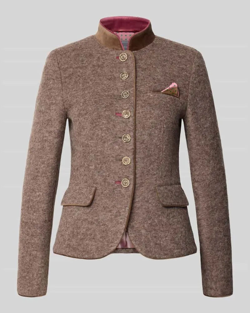 White Label Slim Fit Blazer aus Lanawoll-Mix Dunkelbraun