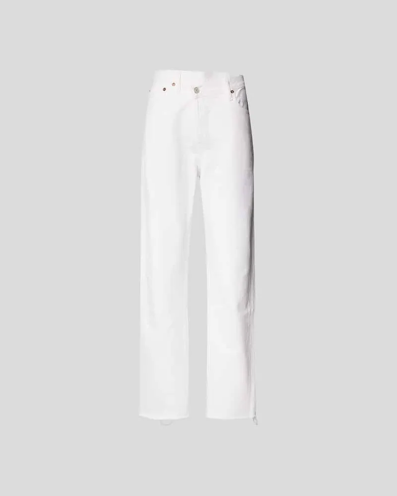 AGOLDE Straight Fit Jeans mit Fransen Weiss