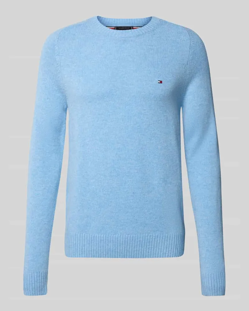 Tommy Hilfiger Regular Fit Strickpullover aus feinster Wolle Hellblau