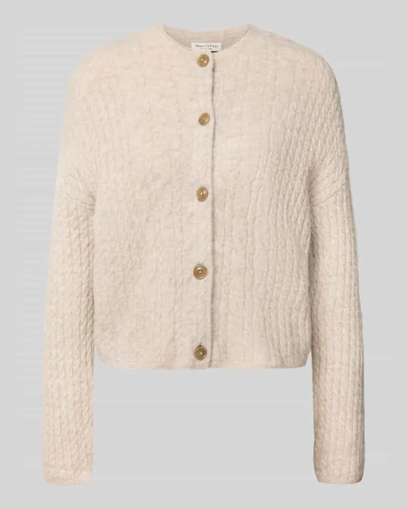 Marc O'Polo Regular Fit Strickjacke mit Schurwoll-Anteil Stein